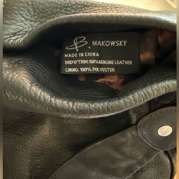 Y2K B. Makowsky Black Leather Silver Buckle Tote Shoulder Bag - Picture 4 of 7